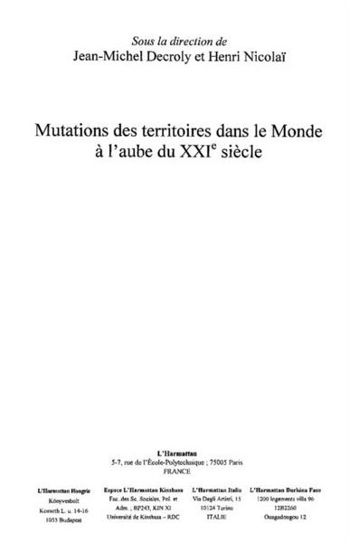 Produktbild: Mutations des territoires dansle monde