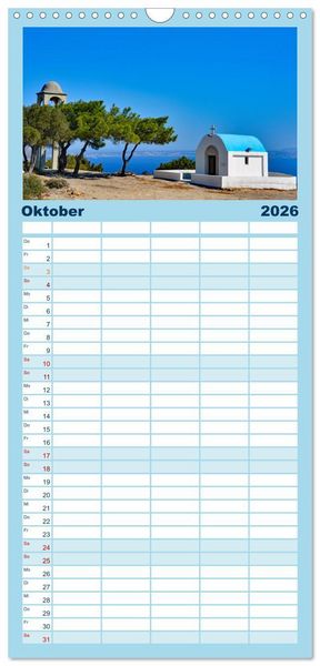 Produktbild: Familienplaner 2026 - Kos - zauberhafte Insel des Dodekanes mit 5 Spalten (Wandkalender, 21 x 45 cm) CALVENDO