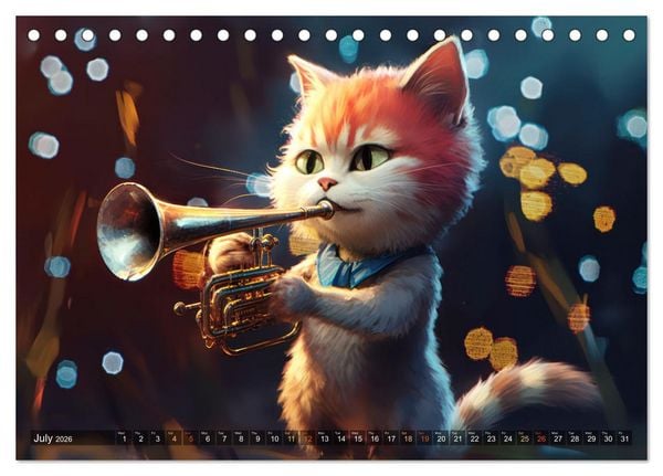 Produktbild: Cat dog music band (Desk Calendar 2026 DIN A5 landscape), CALVENDO 12 Month DeskCalendar
