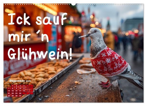 Produktbild: Freche Tauben - Lustiger Spr&uuml;chekalender mit Berliner Schnautze (Wandkalender 2026 DIN A2 quer), CALVENDO Monatskalender