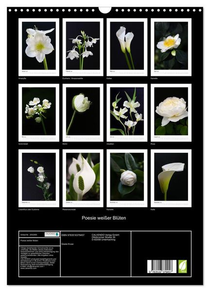 Produktbild: Poesie wei&szlig;er Bl&uuml;ten (Wandkalender 2026 DIN A3 hoch), CALVENDO Monatskalender
