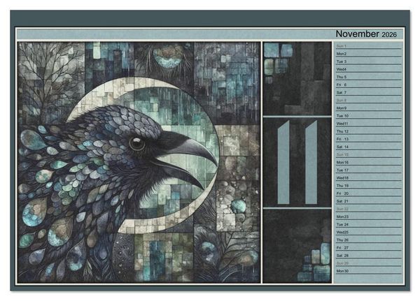 Produktbild: Crows. Shades of the Unseen. Art. (Desk Calendar 2026 DIN A5 landscape), CALVENDO 12 Month DeskCalendar