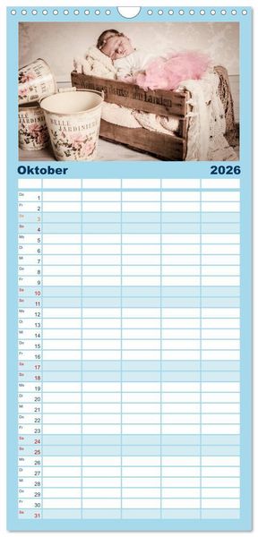 Produktbild: Familienplaner 2026 - Baby - s&uuml;&szlig;e Tr&auml;ume mit 5 Spalten (Wandkalender, 21 x 45 cm) CALVENDO