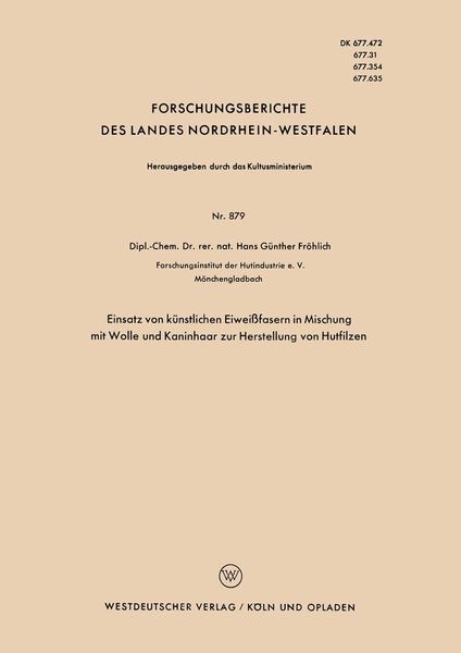 Produktbild: Einsatz von k&uuml;nstlichen Eiwei&szlig;fasern in Mischung mit Wolle und Kaninhaar zur Herstellung von Hutfilzen
