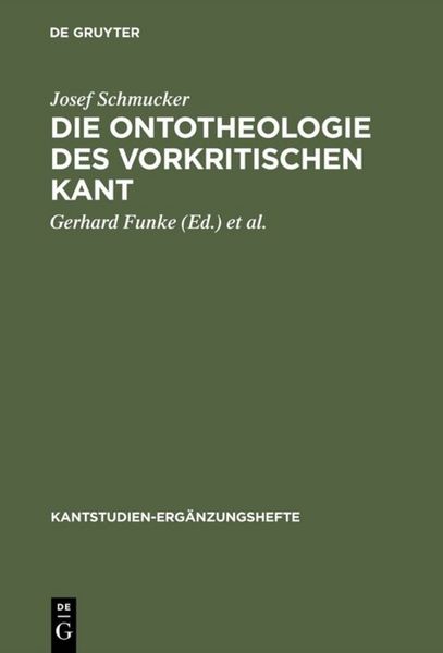 Produktbild: Die Ontotheologie des vorkritischen Kant