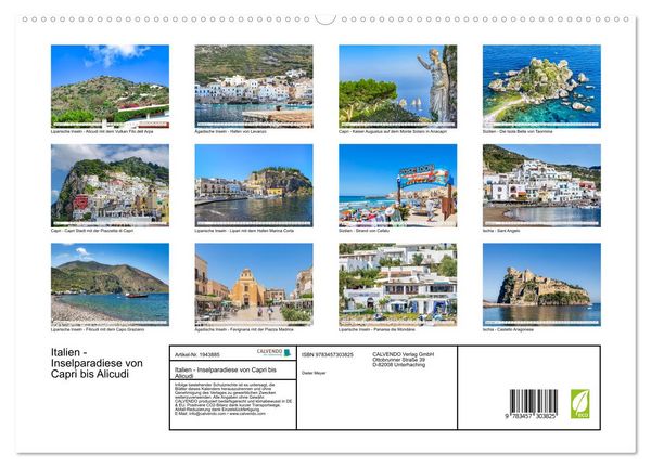 Produktbild: Italien - Inselparadiese von Capri bis Alicudi (hochwertiger Premium Wandkalender 2026 DIN A2 quer), Kunstdruck in Hochglanz