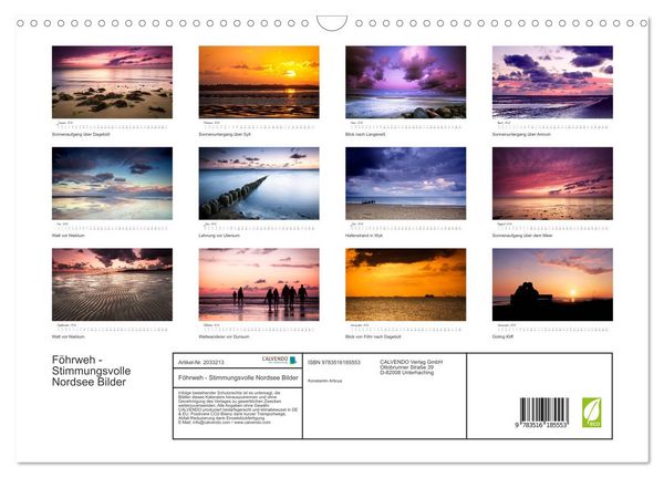 Produktbild: F&ouml;hrweh - Stimmungsvolle Nordsee Bilder (Wandkalender 2026 DIN A3 quer), CALVENDO Monatskalender