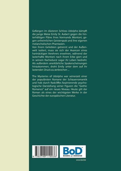 Produktbild: Die Geheimnisse von Udolpho - Vollst&auml;ndige Ausgabe in einem Band