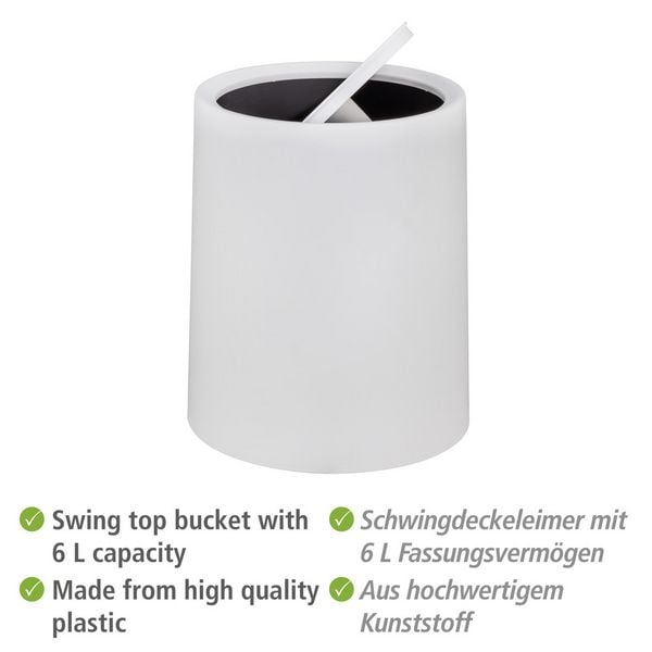 Produktbild: Schwingdeckeleimer Mod. Atri Wei&szlig;, Fassungsverm&ouml;gen: 6 Liter
