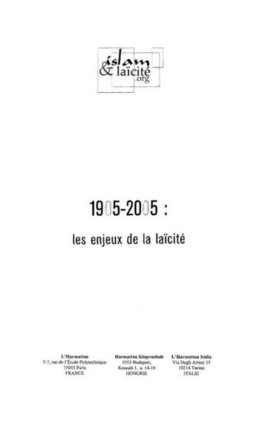 Produktbild: 1905-2005: enjeux de la laicite