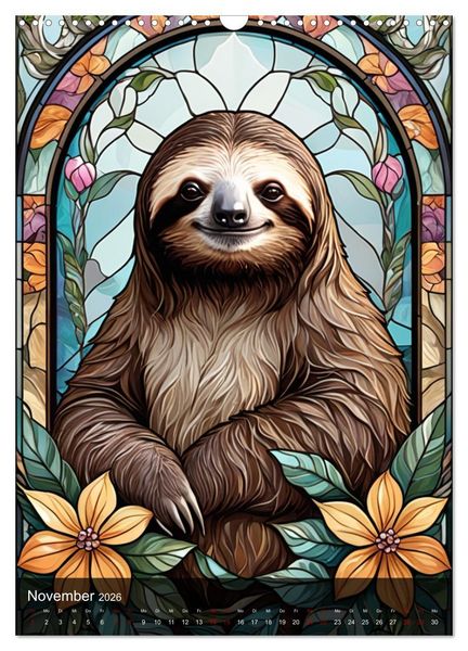 Produktbild: Wildtiere und Glaskunst im Tiffany Stil (Wandkalender 2026 DIN A3 hoch), CALVENDO Monatskalender