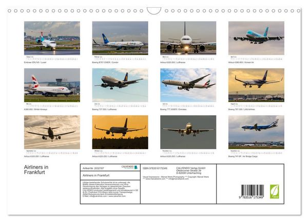 Produktbild: Airliners in Frankfurt (Wandkalender 2026 DIN A3 quer), CALVENDO Monatskalender