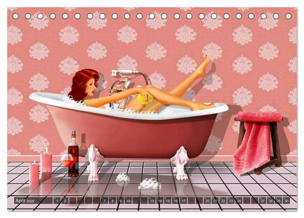 Produktbild: Pin-Up Girls im Retro Style by Mausopardia (Tischkalender 2026 DIN A5 quer), CALVENDO Monatskalender
