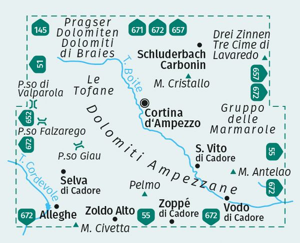 Produktbild: KOMPASS Wanderkarte 654 Cortina d'Ampezzo, Dolomiti Ampezzane, Monte Antelao 1:25.000