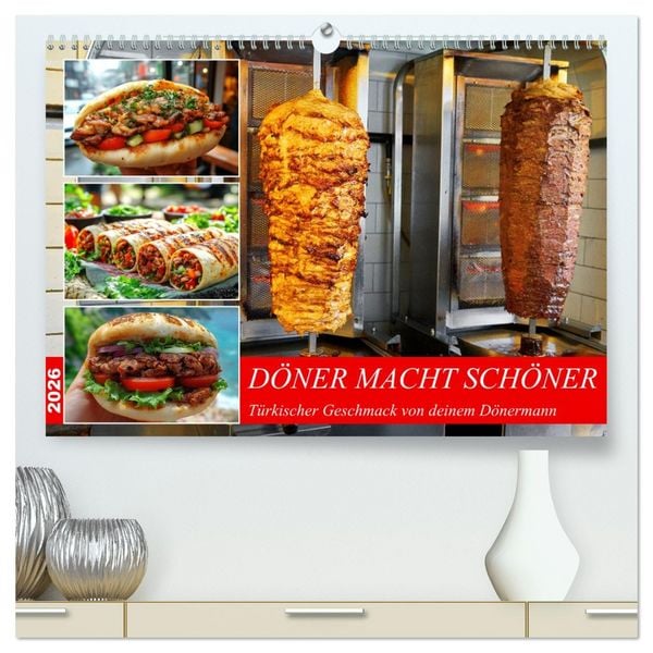 Produktbild: D&ouml;ner macht sch&ouml;ner, t&uuml;rkischer Geschmack von deinem D&ouml;nermann (hochwertiger Premium Wandkalender 2026 DIN A2 quer), Kunstdruck in Hochglanz