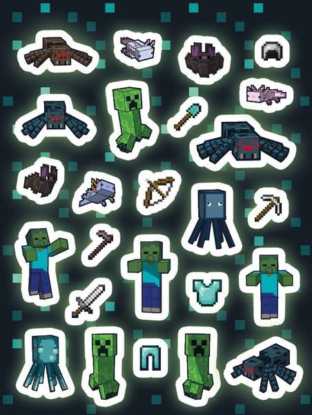 Produktbild: Minecraft: Der gro&szlig;e Glow-in-the-Dark Stickerspa&szlig;: Stickern - R&auml;tseln - Ausmalen