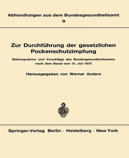 Produktbild: Zur Durchf&uuml;hrung der gesetzlichen Pockenschutzimpfung