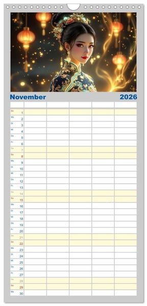 Produktbild: Familienplaner 2026 - Fantasie Asia-Girls mit 5 Spalten (Wandkalender, 21 x 45 cm) CALVENDO