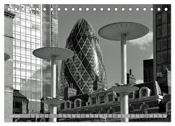Produktbild: London in Schwarz-Wei&szlig; (Tischkalender 2026 DIN A5 quer), CALVENDO Monatskalender