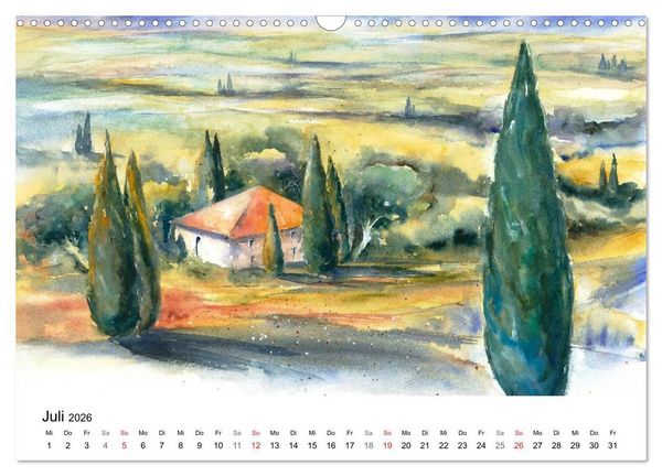 Produktbild: Toskana Aquarelle (Wandkalender 2026 DIN A3 quer), CALVENDO Monatskalender