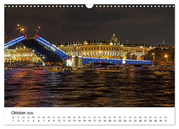Produktbild: St. Petersburg bei Nacht (Wandkalender 2026 DIN A3 quer), CALVENDO Monatskalender