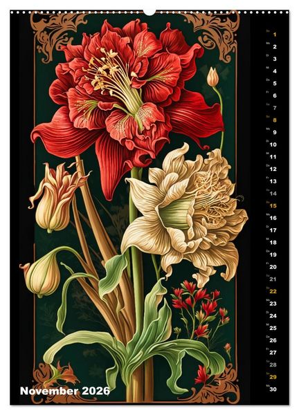 Produktbild: Jugendstil Blumen (hochwertiger Premium Wandkalender 2026 DIN A2 hoch), Kunstdruck in Hochglanz
