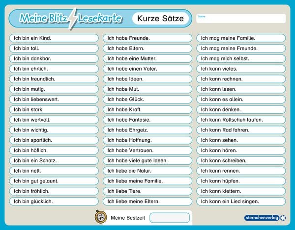 Produktbild: Meine Blitzlesekarte - Kurze S&auml;tze