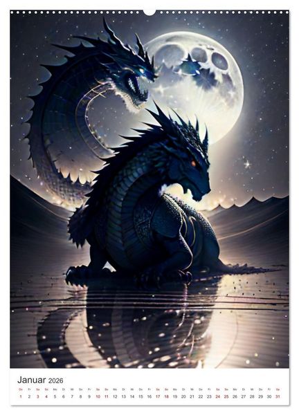 Produktbild: Die Magie der Drachen - Mystisches und Schauriges (hochwertiger Premium Wandkalender 2026 DIN A2 hoch), Kunstdruck in Hochglanz