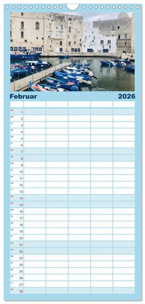 Produktbild: Familienplaner 2026 - Apuliens K&uuml;stenorte mit 5 Spalten (Wandkalender, 21 x 45 cm) CALVENDO