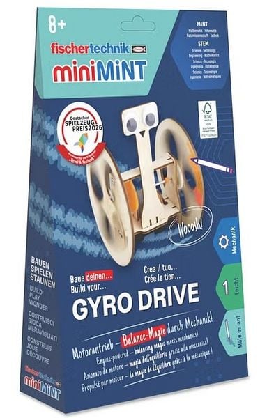 Produktbild: Fischertechnik 579984 - miniMINT, Gyro Drive, Balance-Magie, Technik-Holzbausatz ab 8 Jahren