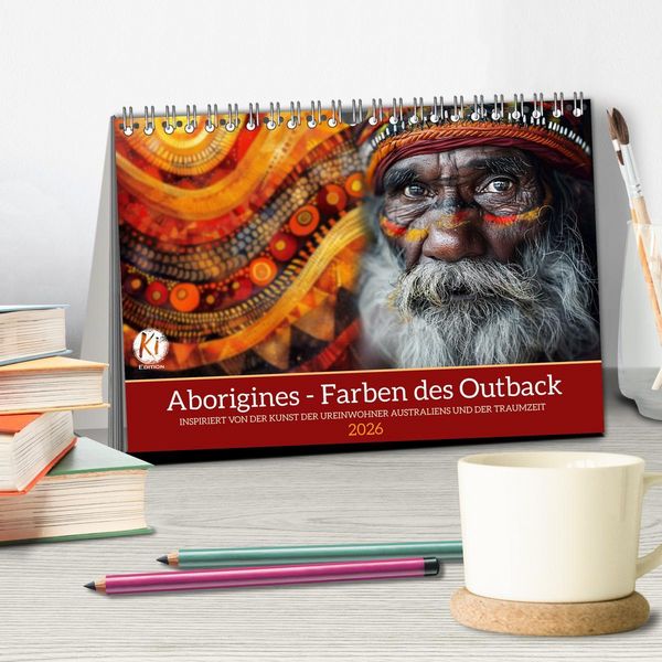 Produktbild: Aborigines - Farben des Outback (Tischkalender 2026 DIN A5 quer), CALVENDO Monatskalender