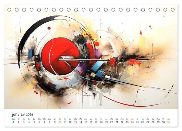Produktbild: L'art abstrait en mouvement (Calendrier de bureau 2026 DIN A5 vertical), CALVENDO calendrier mensuel
