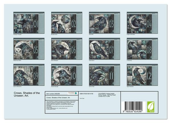 Produktbild: Crows. Shades of the Unseen. Art. (Wall Calendar 2026 DIN A4 landscape), CALVENDO 12 Month Wall Calendar