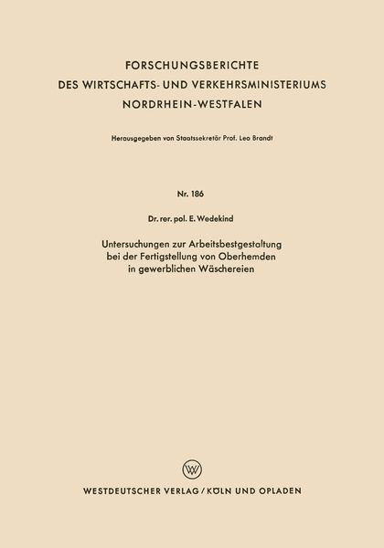 Produktbild: Untersuchungen zur Arbeitsbestgestaltung bei der Fertigstellung von Oberhemden in gewerblichen W&auml;schereien