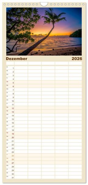 Produktbild: Familienplaner 2026 - Str&auml;nde wie ein Traum mit 5 Spalten (Wandkalender, 21 x 45 cm) CALVENDO