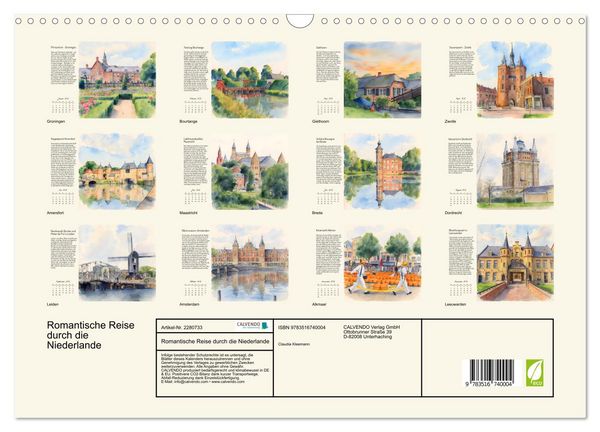 Produktbild: Romantische Reise durch die Niederlande (Wandkalender 2026 DIN A3 quer), CALVENDO Monatskalender
