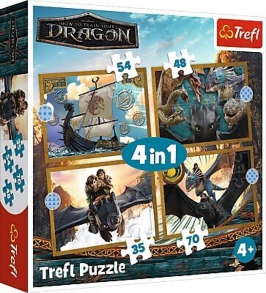 4 in 1 Puzzle 35, 48, 54, 70 Teile Dragons