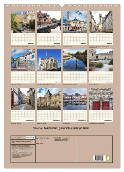 Produktbild: Amiens - Malerische, geschichtstr&auml;chtige Stadt (Wandkalender 2026 DIN A2 hoch), CALVENDO Monatskalender