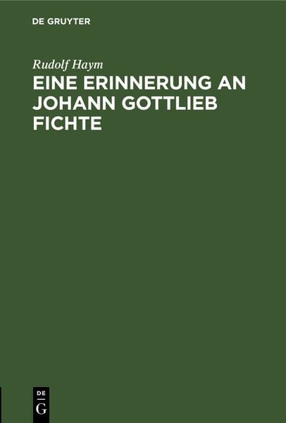 Produktbild: Eine Erinnerung an Johann Gottlieb Fichte