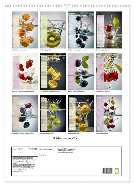 Produktbild: Erfrischendes Obst (Wandkalender 2027 DIN A2 hoch), CALVENDO Monatskalender