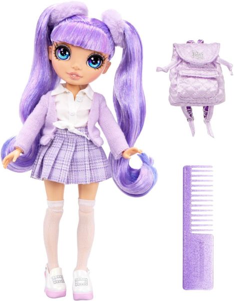 MGA 580027EUC - Rainbow High Junior High Fashion Doll, Violet Willow, Purple, Modepuppe mit Zubehör, 23 cm