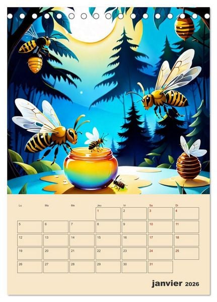 Produktbild: Les fables illustr&eacute;es (Calendrier de bureau 2026 DIN A5 horizontal), CALVENDO calendrier mensuel