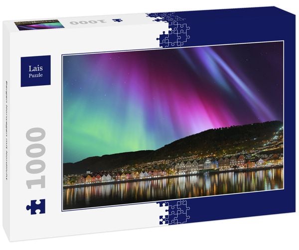 Produktbild: Lais Puzzle Bergen Norwegen mit Nordlicht 1000 Teile