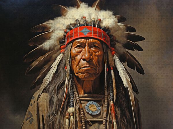 Produktbild: CALVENDO Puzzle H&auml;uptling - Indianer | 1000 Teile Lege-Gr&ouml;&szlig;e 64x48cm Foto-Puzzle f&uuml;r gl&uuml;ckliche Stunden