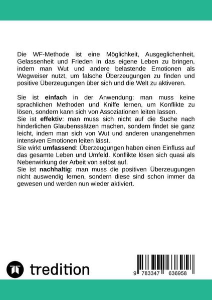 Produktbild: Die WF-Methode - eine nachhaltige und effektive M&ouml;glichkeit, Konflikte zu l&ouml;sen!