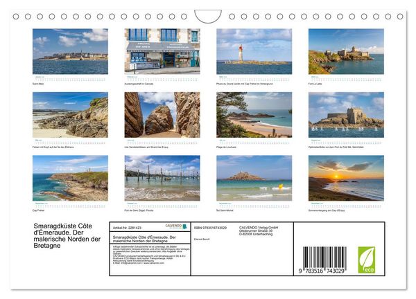 Produktbild: Smaragdk&uuml;ste C&ocirc;te d'&Eacute;meraude. Der malerische Norden der Bretagne (Wandkalender 2026 DIN A4 quer), CALVENDO Monatskalender