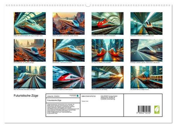 Produktbild: Futuristische Z&uuml;ge (hochwertiger Premium Wandkalender 2026 DIN A2 quer), Kunstdruck in Hochglanz