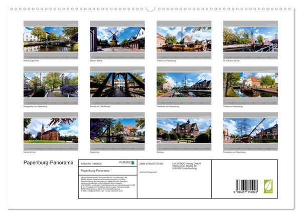 Produktbild: Papenburg-Panorama (hochwertiger Premium Wandkalender 2026 DIN A2 quer), Kunstdruck in Hochglanz