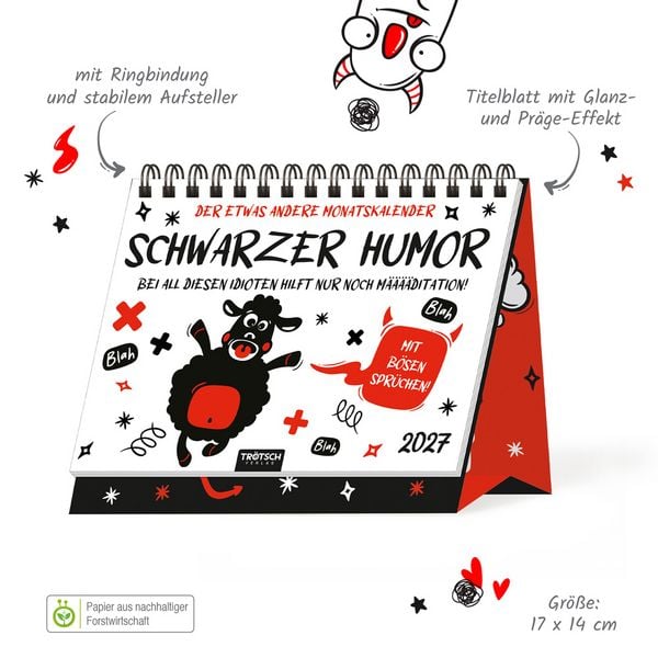 Produktbild: TR&Ouml;TSCH - Aufstellkalender Schwarzer Humor 2027