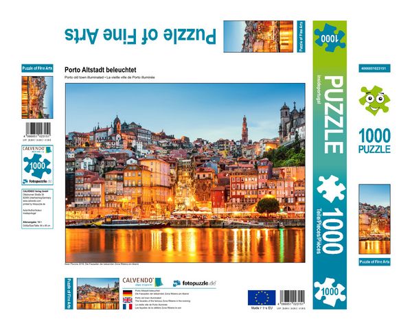 Produktbild: CALVENDO Puzzle Porto Altstadt beleuchtet | 1000 Teile Lege-Gr&ouml;&szlig;e 64x48cm Foto-Puzzle f&uuml;r gl&uuml;ckliche Stunden